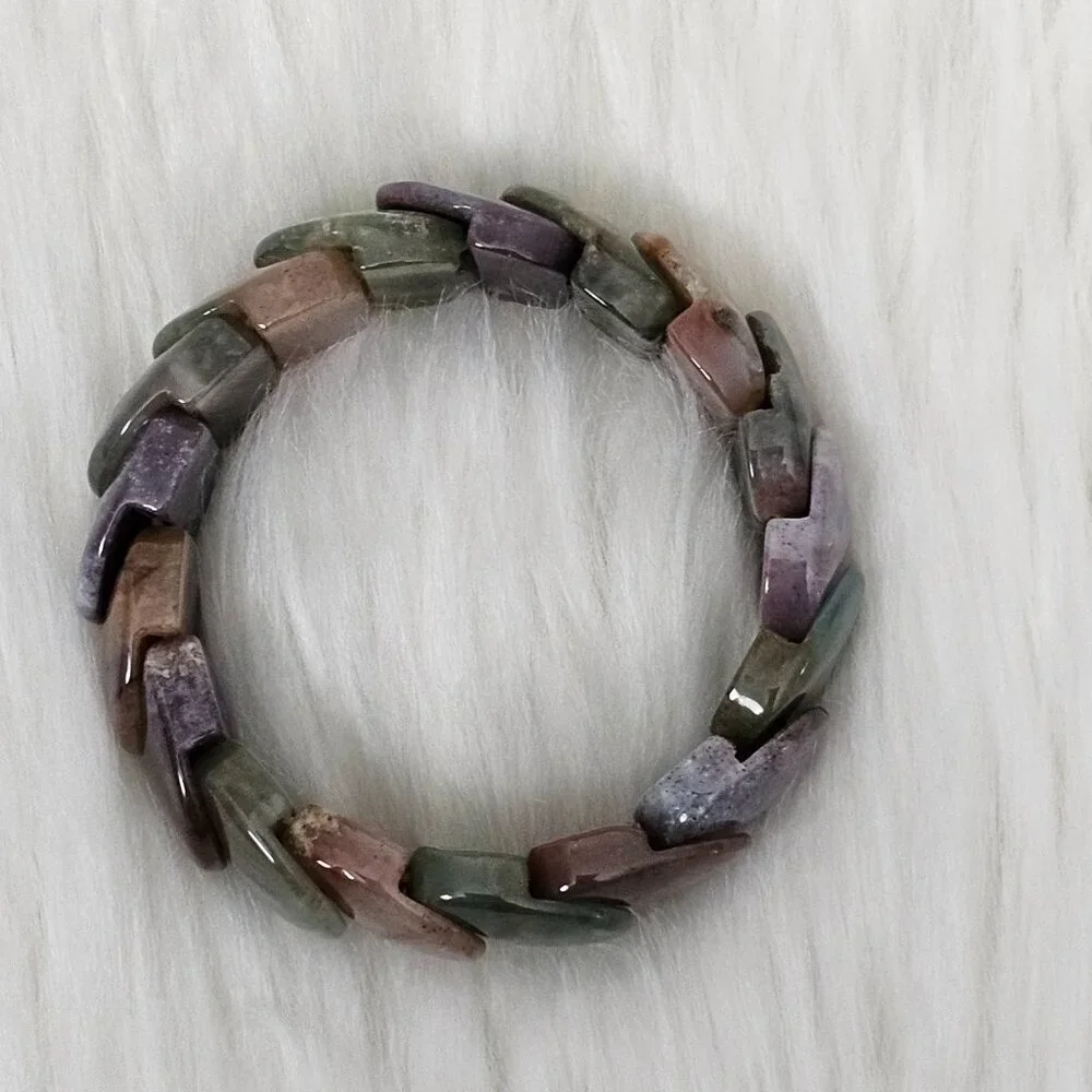 Jasper Natural Stone New Overlap Multi Color Stretch Bracelet